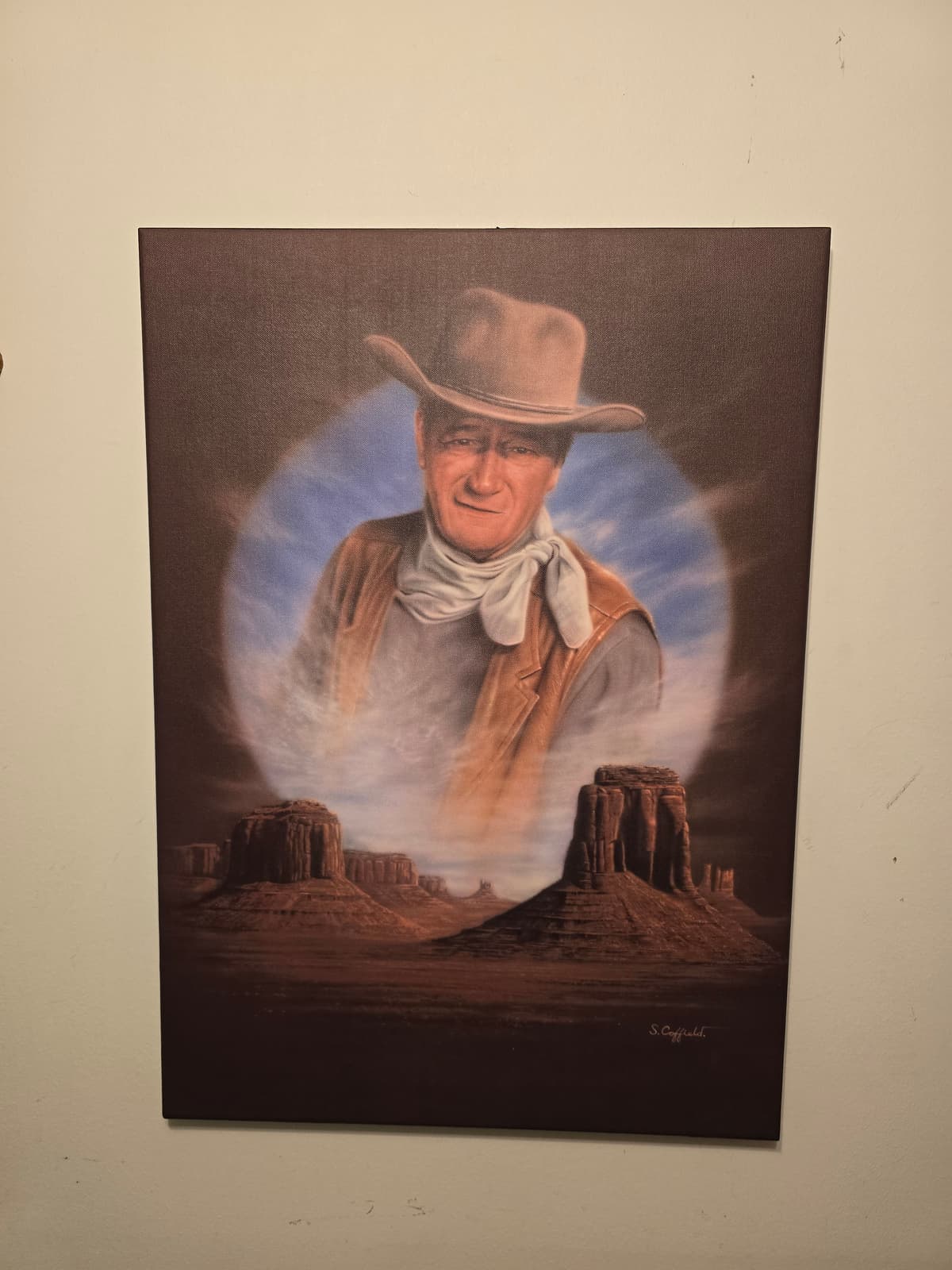 John Wayne Portrait Canvas Print by S. Coffield - Monument Valley